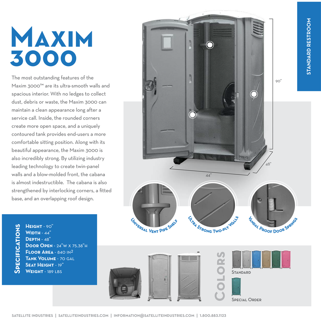 Satellite Maxim3000 - Fleet Portable Restroom, Axxis | Portable