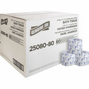 Genuine Joe GJO2508080 Embossed Roll Bath Tissue, 2 Ply, 4" Width x 4" Length, 550 Sheets/Roll, 1 5/8" Core, White, 80/Carton