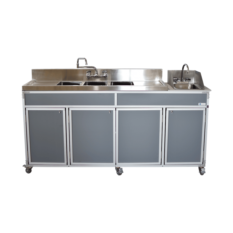 Monsam NS-004DB NSF Certified Four Basins Utensil Washing Self Contained Sink With Two Drainboards