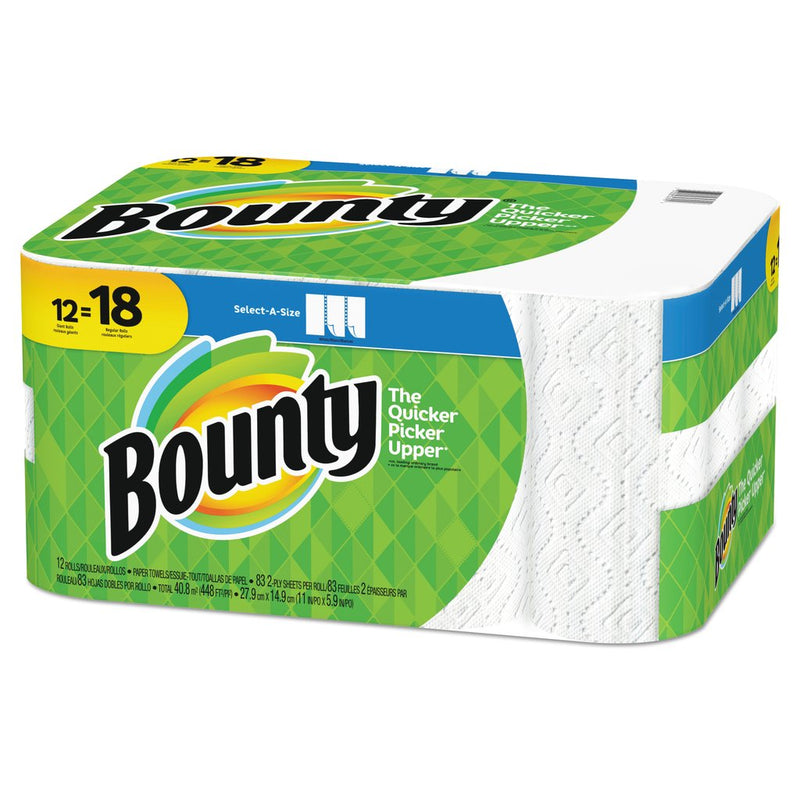 Bounty Select-A-Size Paper Towels, 2-Ply, White, 5.9 X 11, 83 Sheets/Roll,  12 Rolls/Ct - PGC74795