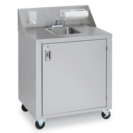 Crown Verity CVPHS-1 Portable Hand Sink, Stainless Steel, Hot Water, Single Bowl