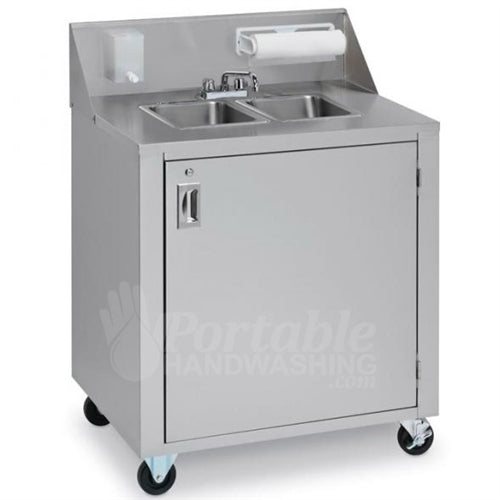 Crown Verity CVPHS-2 Portable Hand Sink, Stainless Steel, Hot Water, Dual Bowl