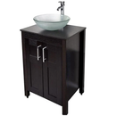Monsam PSE-010W Luxury Portable Sink w/ Glass Vessel Basin Sink & Wood Cabinets