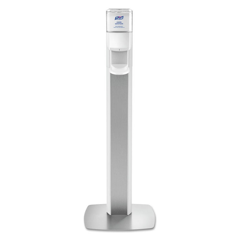 Purell Messenger ES6 Floor Stand With Gel Hand Sanitizer Dispenser, 1200 Ml, 13.16" X 16.63" X 51.57", Silver/White - GOJ7306DSSLV