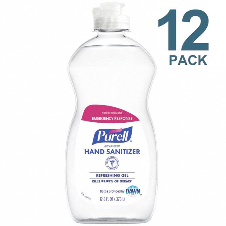 Purell Hand Sanitizer 12.6 oz Pour Bottle, 70% Ethyl Alcohol Gel, PK12 - 9747-12-S