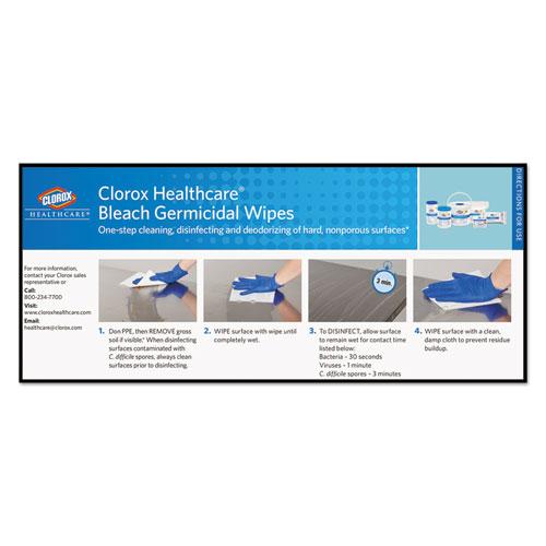 Clorox Healthcare Bleach Germicidal Wipes, 12 x 12, Unscented, 110/Refill, 2/Carton w/ Heavy Duty Dispenser Bucket w/ Pop-Up Plug