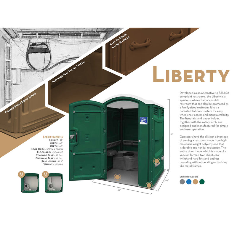 Portable Restroom (ADA Compliant) Satellite Liberty 1, Wheelchair Accessible