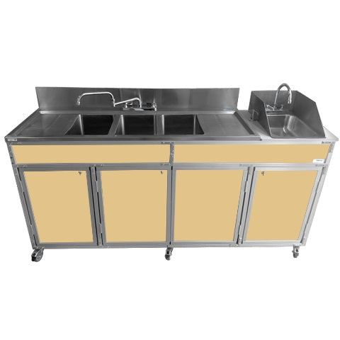 Monsam NS-004DB NSF Certified Four Basins Utensil Washing Self Contained Sink With Two Drainboards