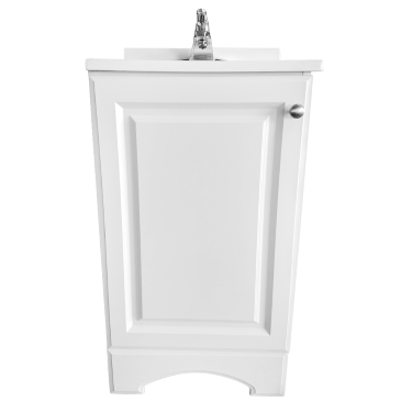 Monsam  PSW-009A Single Basin Self Contained Sink – SPA White Wood Cabinet with Cultured Marble Countertop