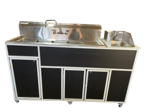 Monsam NS-004DB NSF Certified Four Basins Utensil Washing Self Contained Sink With Two Drainboards