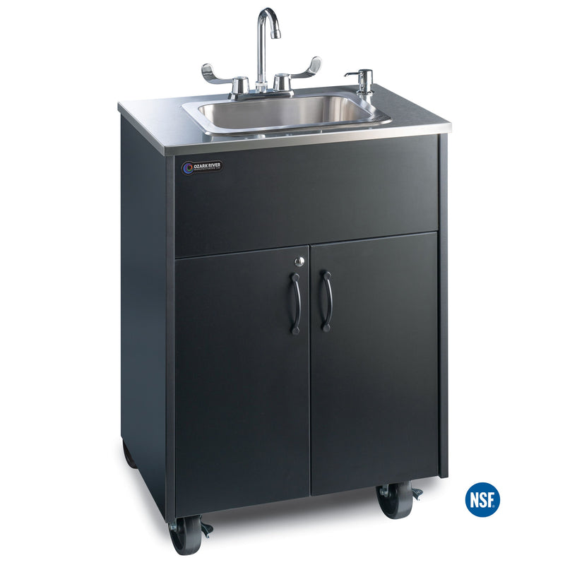 Ozark River ADSTK-SS-SS1DN Premier S1D Black, 37.50" Adult Height Portable Sink, Stainless Steel Countertop