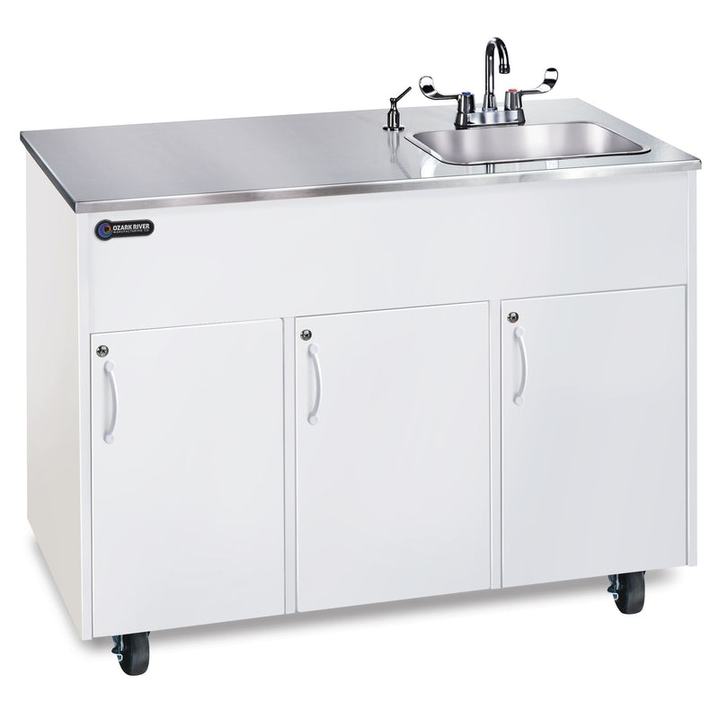 Ozark River ADAVW-SS-SS1DN Advantage S1D White, 38.50" Adult Height Portable Sink, Stainless Steel Countertop