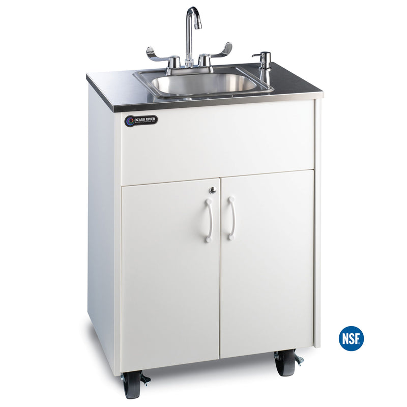 Ozark River ADSTW-SS-SS1N Premier S1 White, 37.50" Adult Height Portable Sink, Stainless Steel Countertop