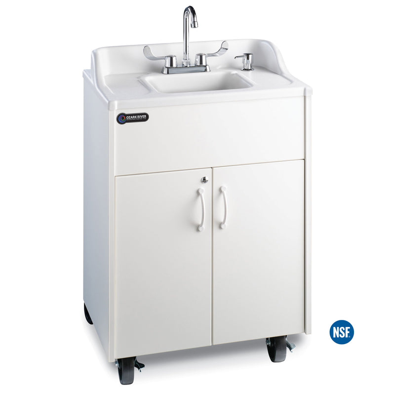Ozark River ADSTW-ABW-AB1N Premier Bright White, 37.25" Adult Height Portable Sink, ABS Countertop