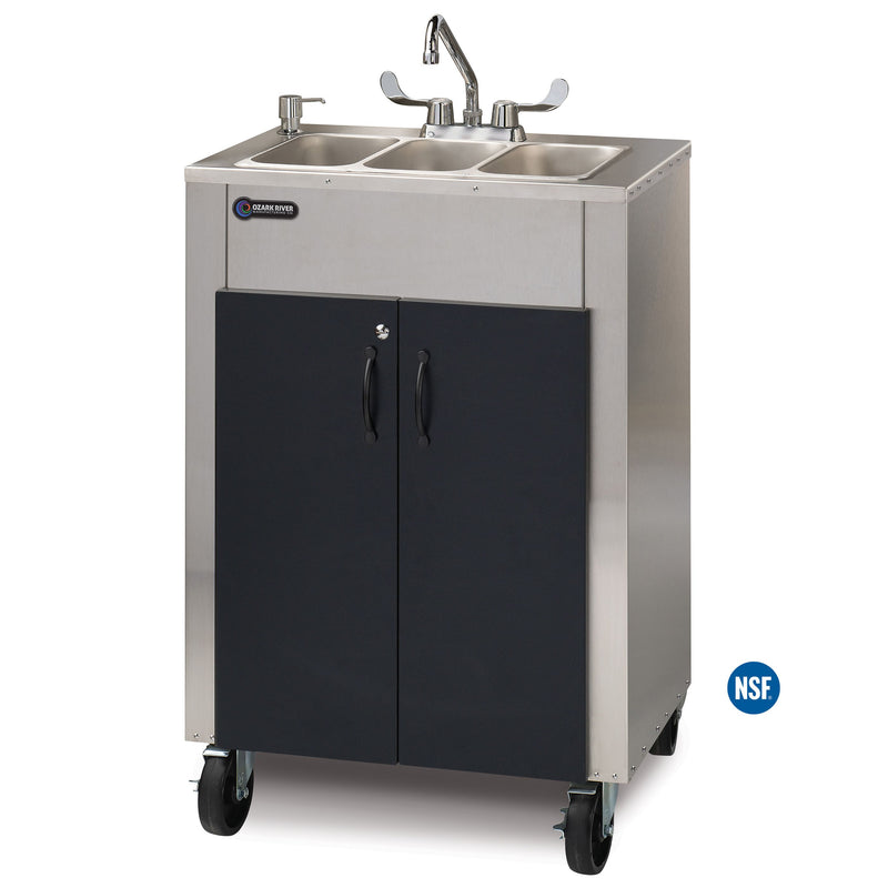 Ozark River ESLSKK-SS-SS3N Elite LS 3, 38.50" Adult Height Portable Sink, Stainless Steel Countertop